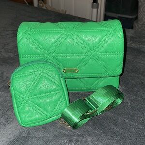 Green Vegan Soft Crossbody WITH Pouchie & Guitar Strap